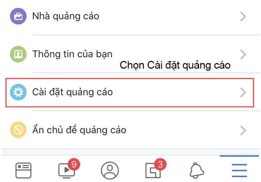 Điều chỉnh cài đặt quảng cáo